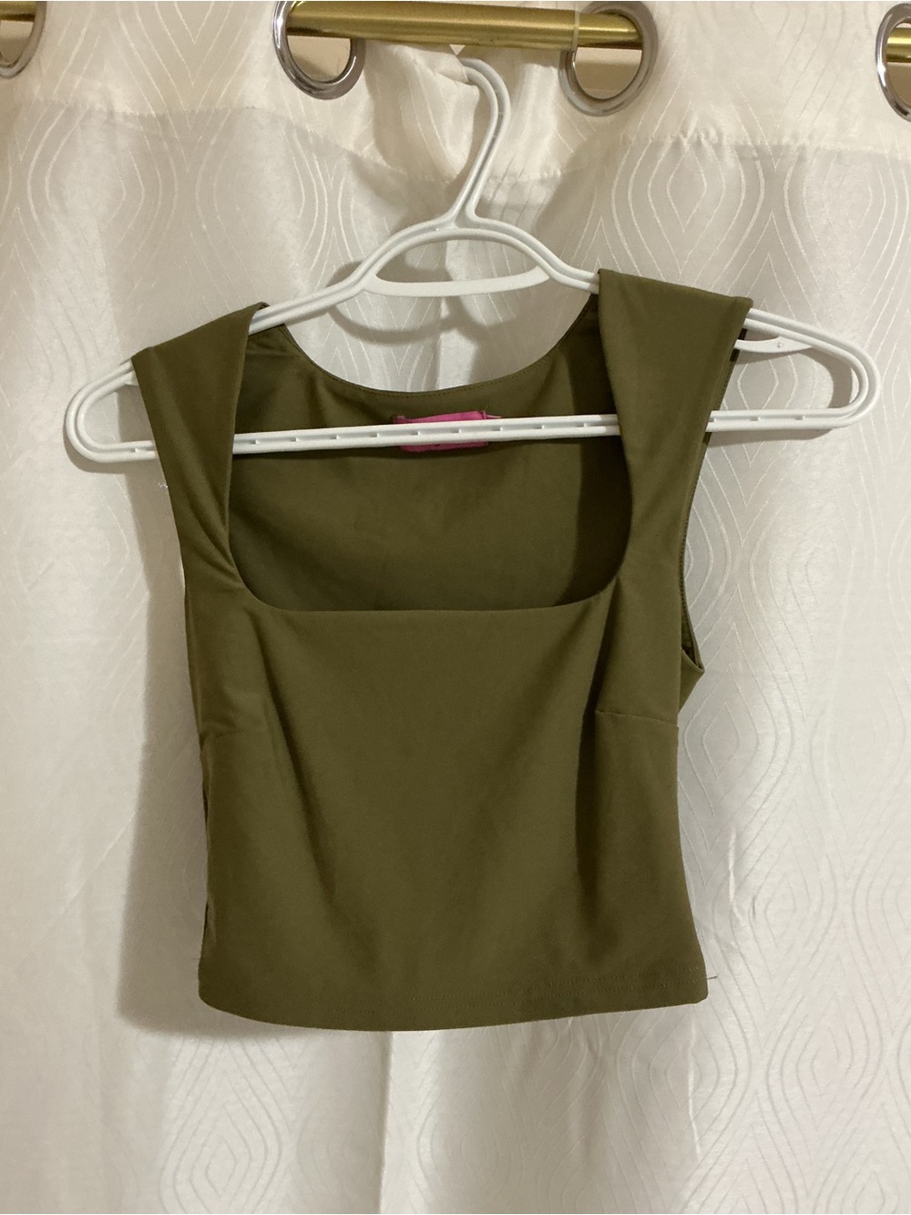 Edikted Olive Square-Neck Cropped Tank